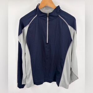 FootJoy men’s navy and gray half zip performance golf pullover jacket size M